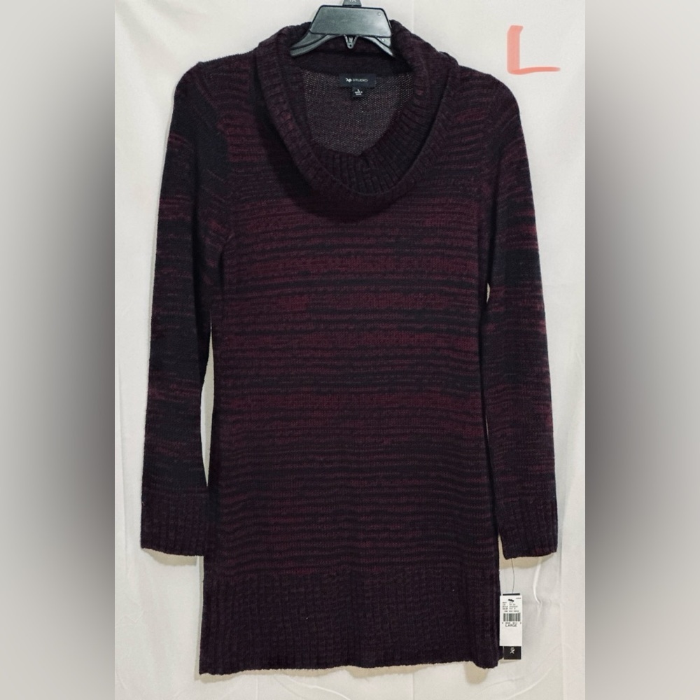 Women's Burgundy & Black Striped Sweater